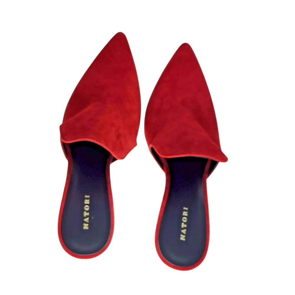 Natori Minh Brocade Red Suede Pointed Toe Mules Size 8.5 – New in Box - Picture 10 of 11